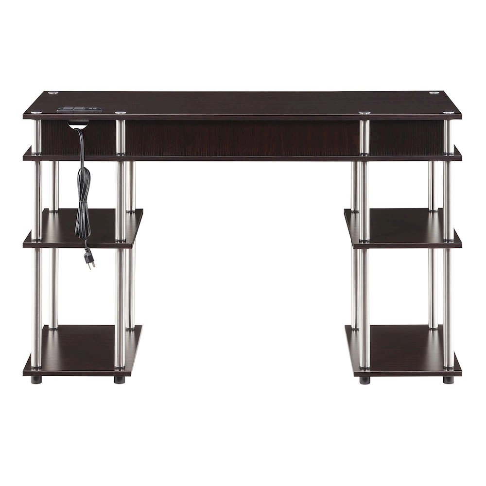 Designs2Go No Tools Student Desk With Charging Station, Espresso