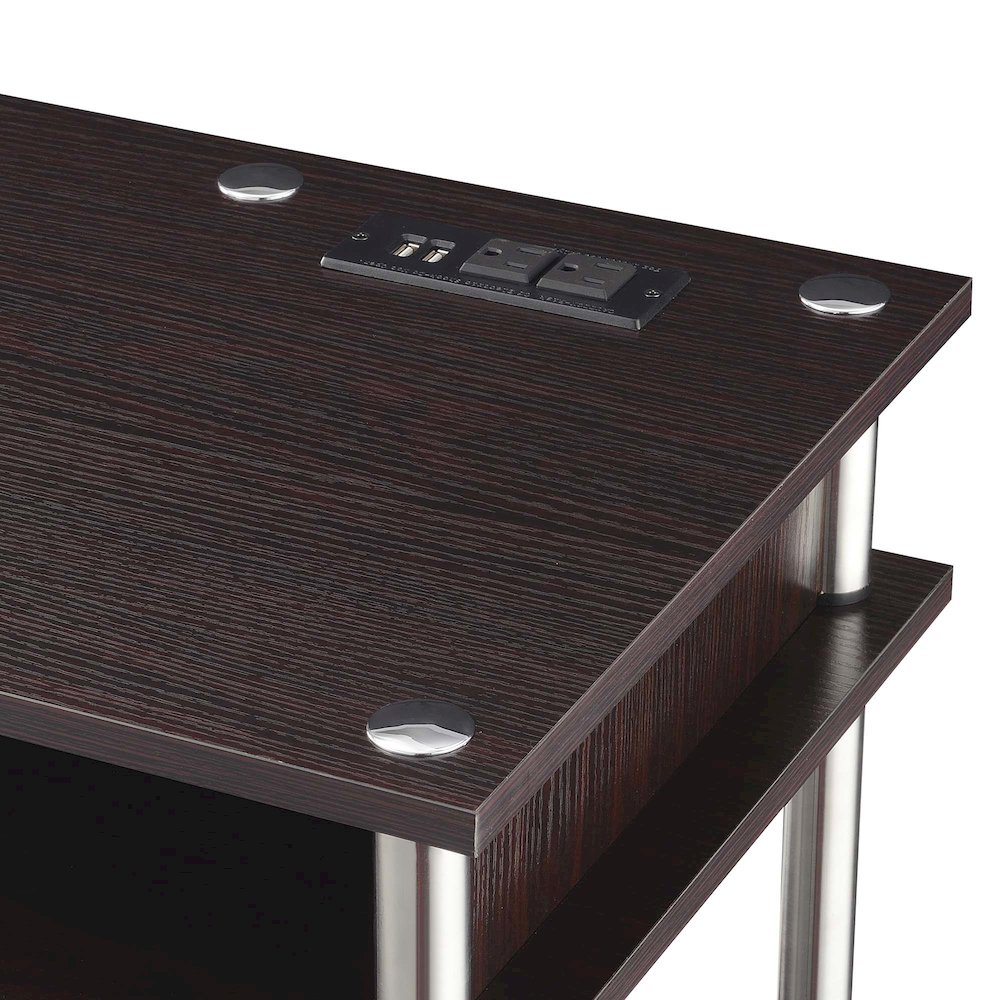 Designs2Go No Tools Student Desk With Charging Station, Espresso