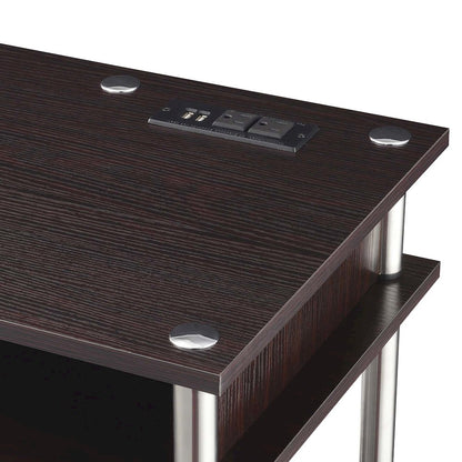 Designs2Go No Tools Student Desk With Charging Station, Espresso