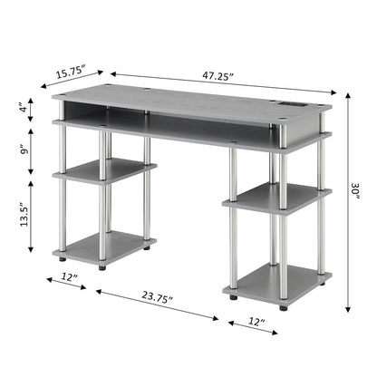 Designs2Go No Tools Student Desk With Charging Station, Gray