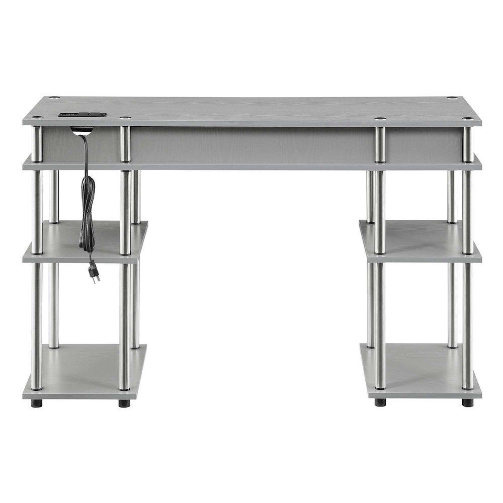 Designs2Go No Tools Student Desk With Charging Station, Gray