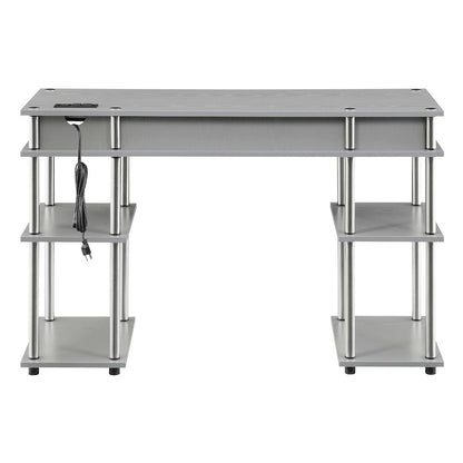 Designs2Go No Tools Student Desk With Charging Station, Gray