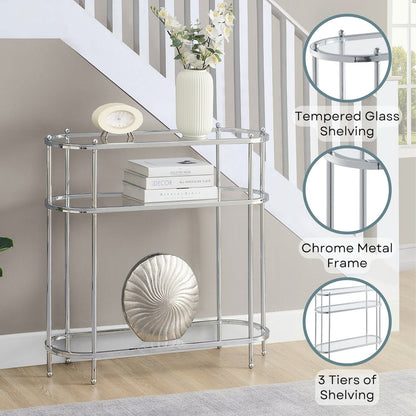 Royal Crest 3 Tier Glass Oval Entryway Hall Table