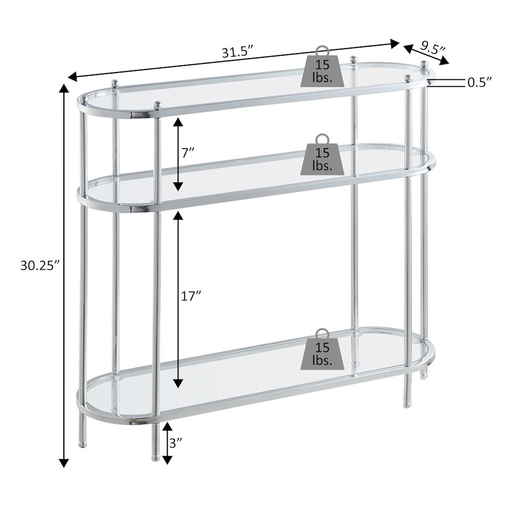 Royal Crest 3 Tier Glass Oval Entryway Hall Table