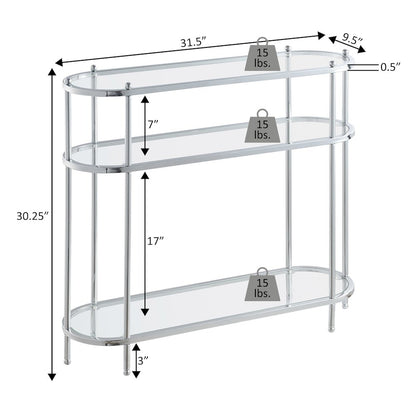 Royal Crest 3 Tier Glass Oval Entryway Hall Table