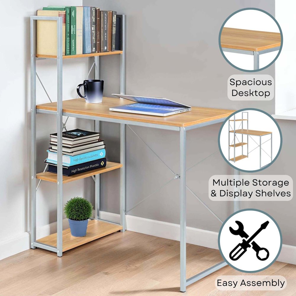 Designs2Go Office Workstation Desk with Shelves