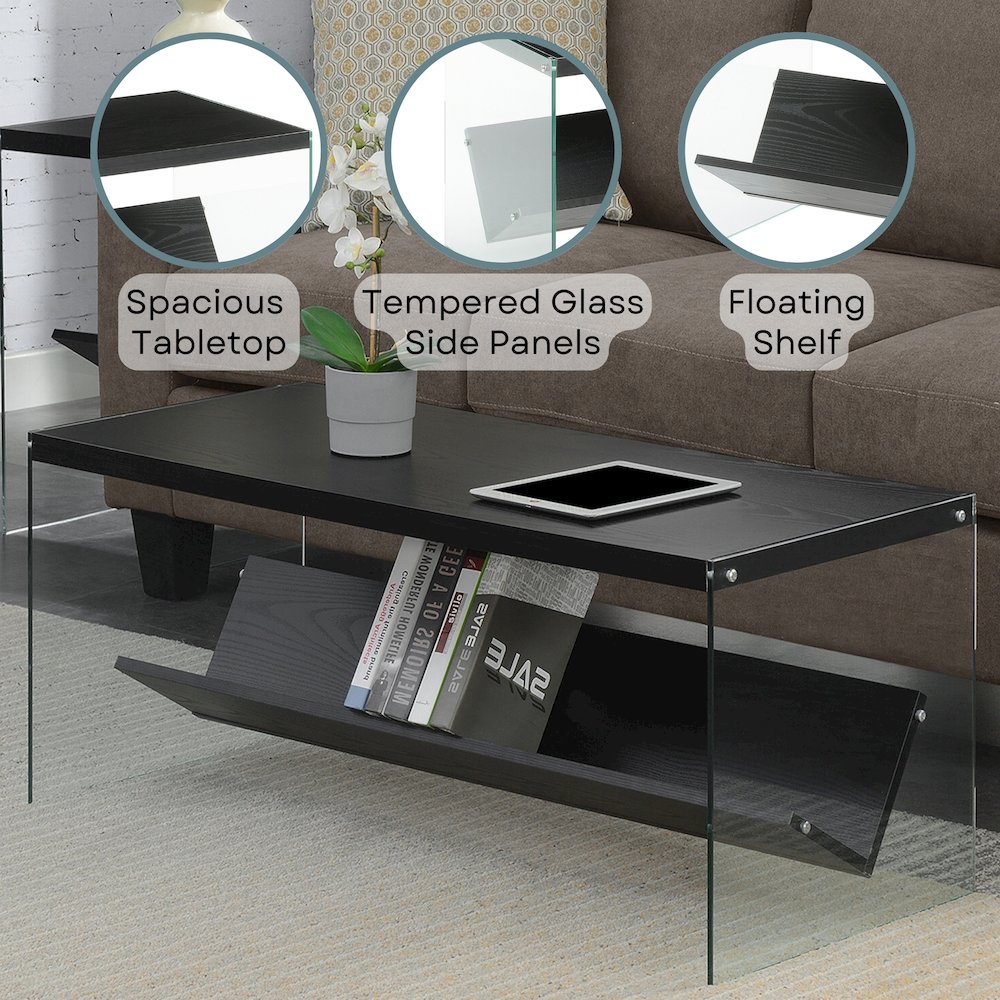 SoHo Glass Coffee Table with Shelf