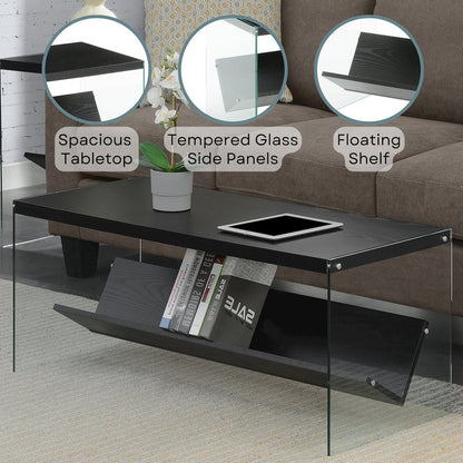 SoHo Glass Coffee Table with Shelf