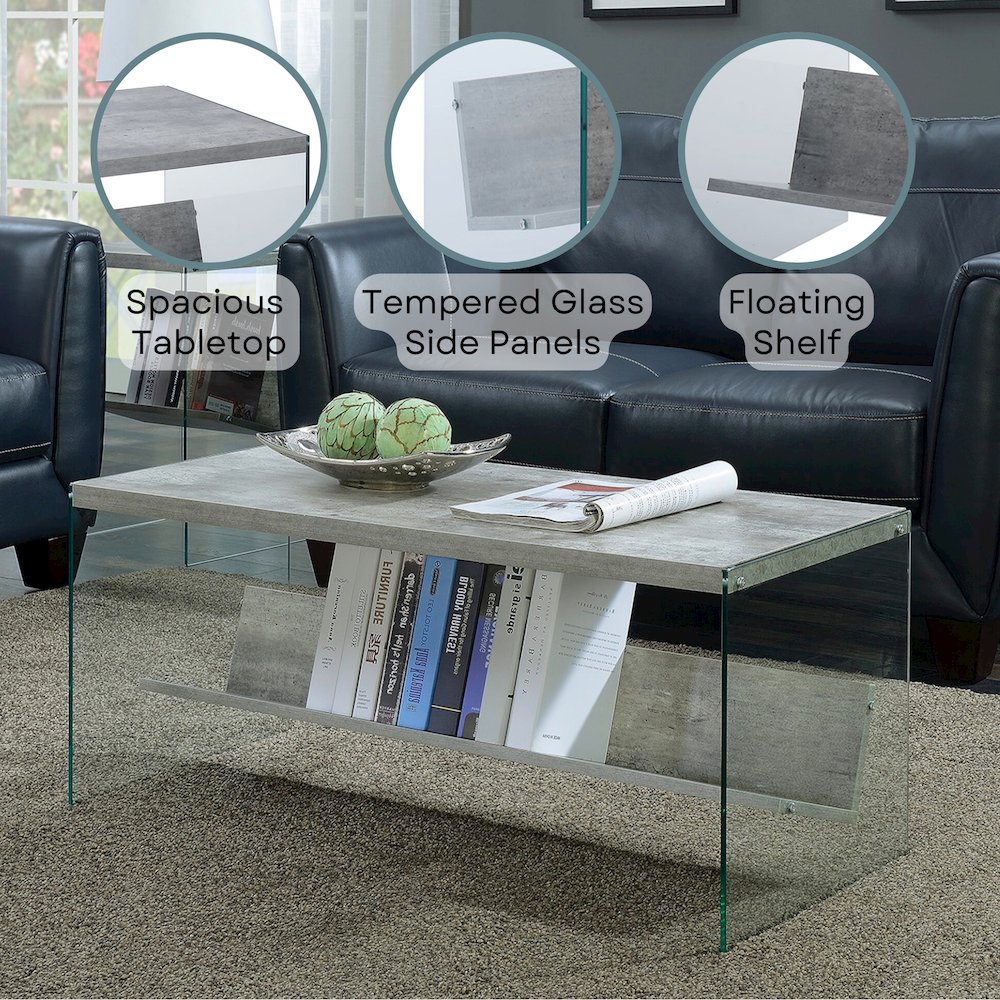 SoHo Glass Coffee Table with Shelf