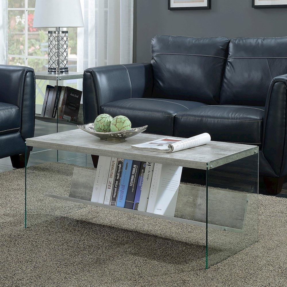 SoHo Glass Coffee Table with Shelf