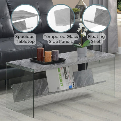 SoHo Glass Coffee Table with Shelf