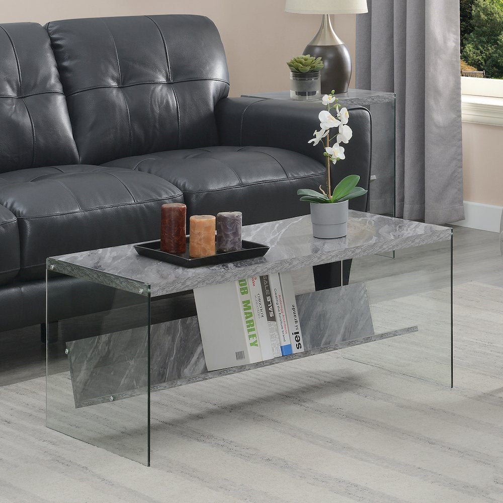 SoHo Glass Coffee Table with Shelf