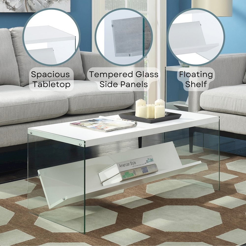 SoHo Glass Coffee Table with Shelf