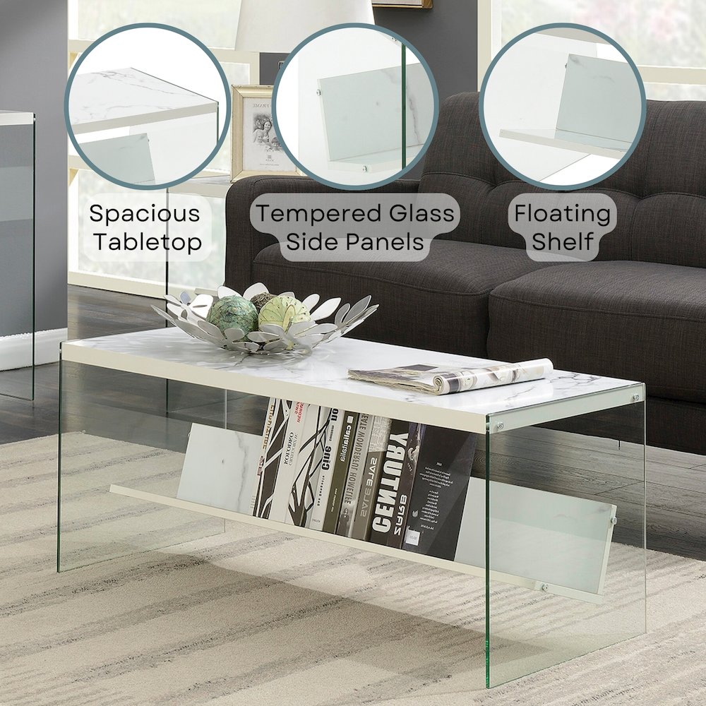 SoHo Glass Coffee Table with Shelf