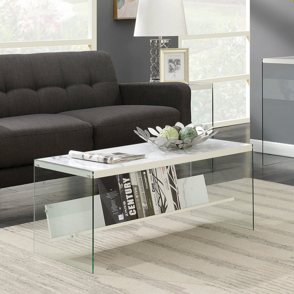 SoHo Glass Coffee Table with Shelf