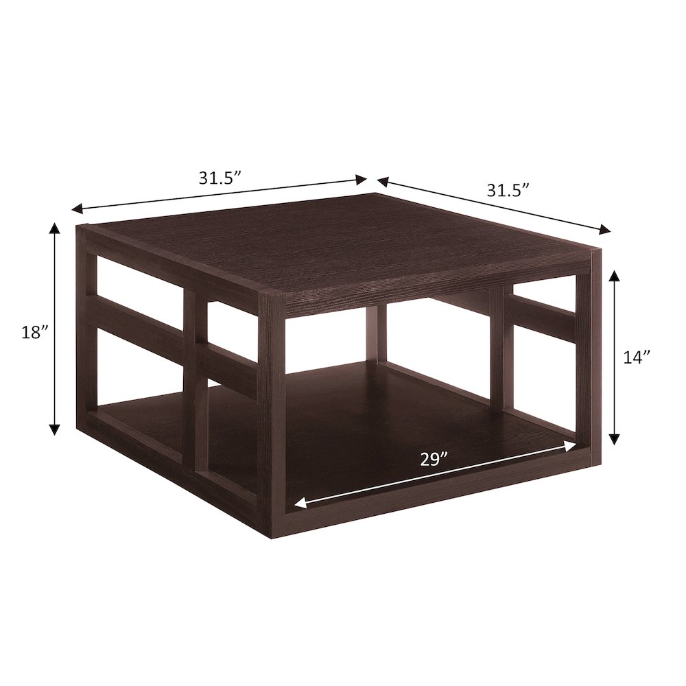 Monterey Square Coffee Table with Shelf