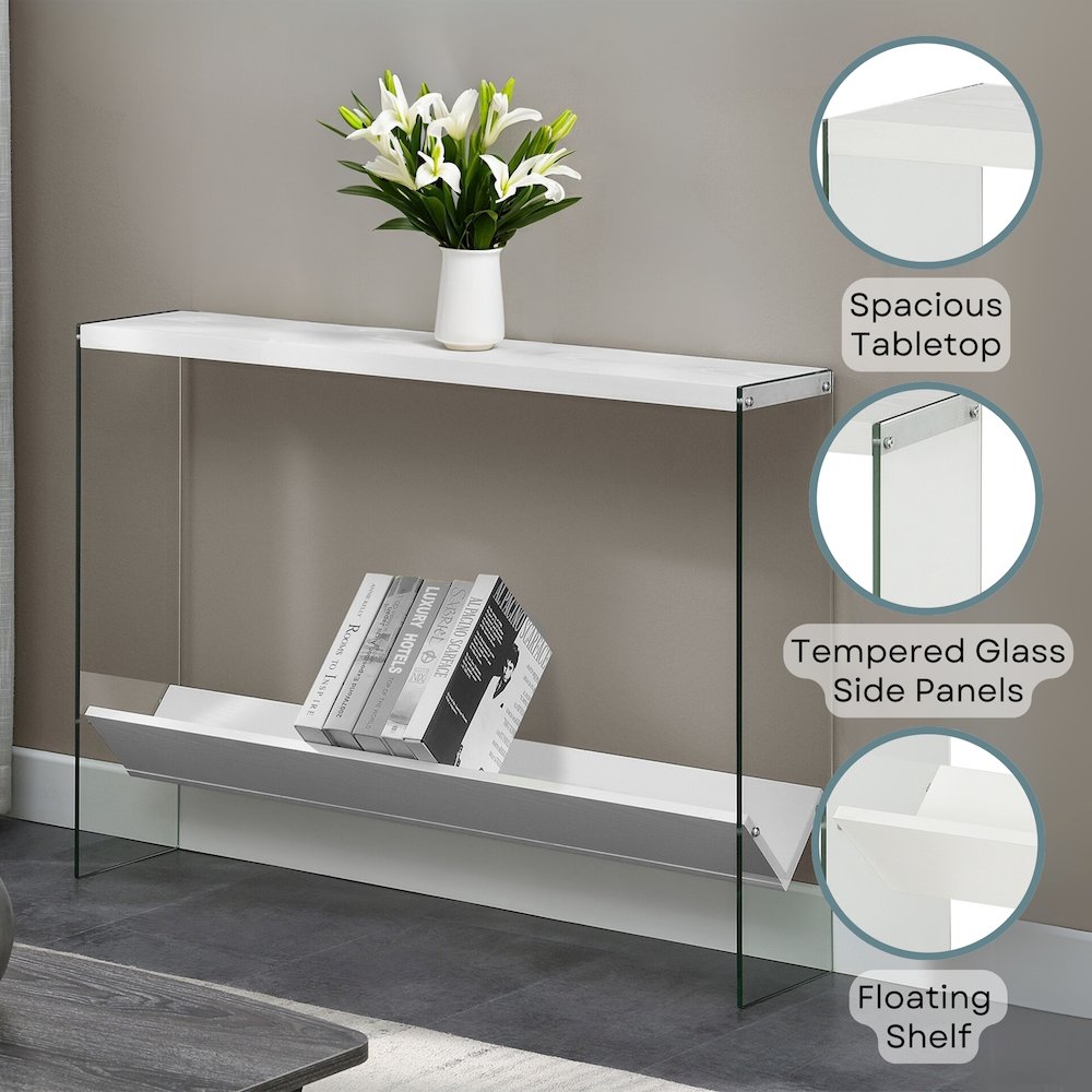 SoHo Glass V Console Table with Shelf