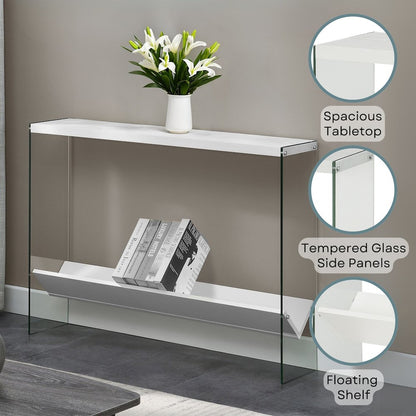SoHo Glass V Console Table with Shelf