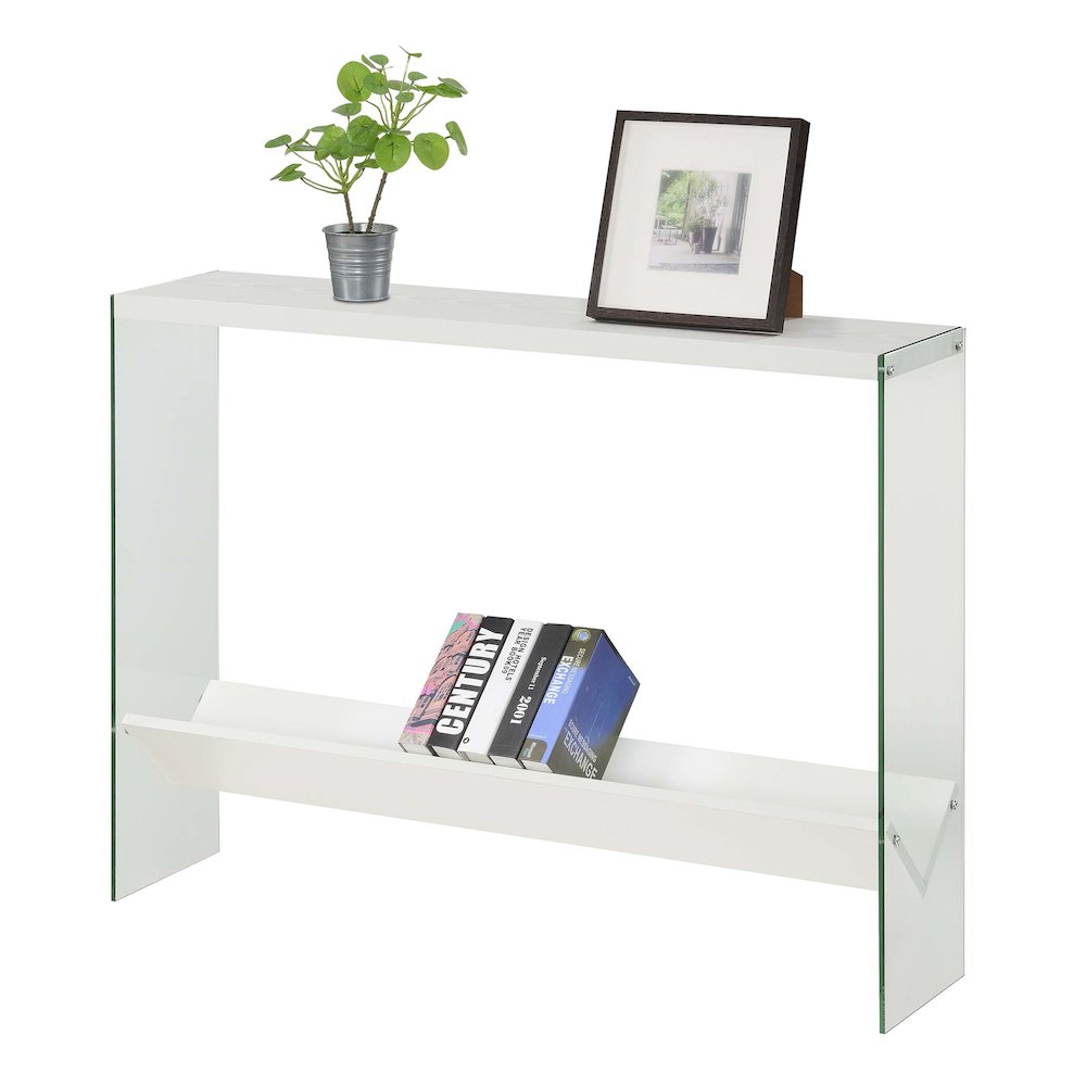 SoHo Glass V Console Table with Shelf