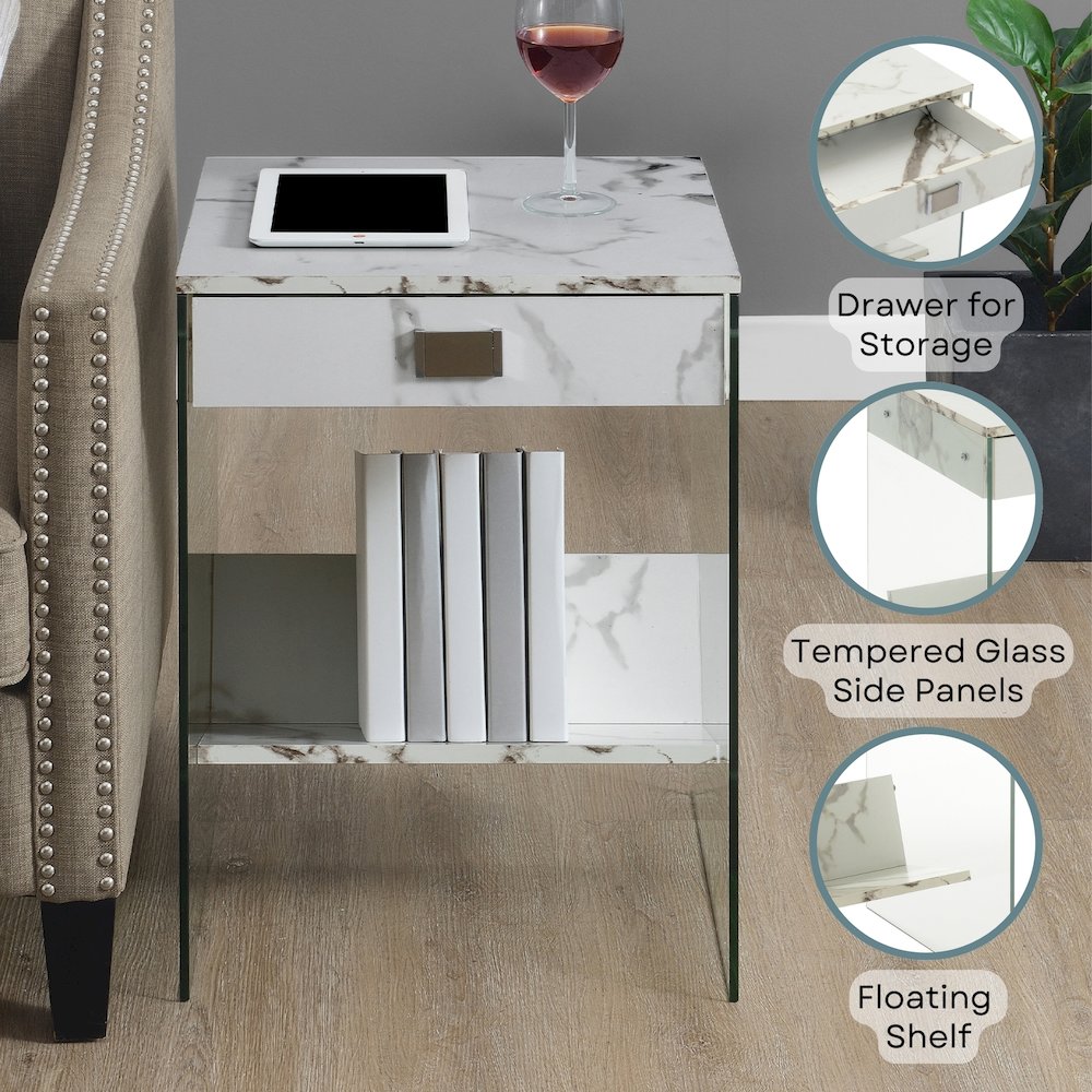 SoHo 1 Drawer End Table with Shelf
