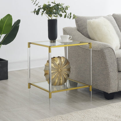 Royal Crest 2 Tier Acrylic Glass Square End Table