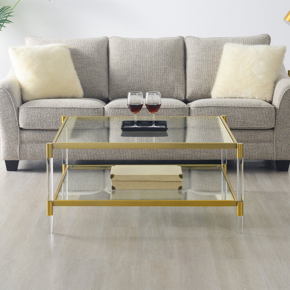 Royal Crest 2 Tier Acrylic Glass Square Coffee Table