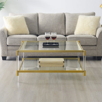 Royal Crest 2 Tier Acrylic Glass Square Coffee Table