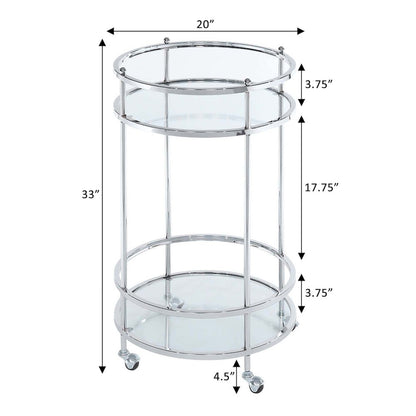 Royal Crest 2 Tier Round Glass Bar Cart