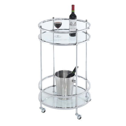 Royal Crest 2 Tier Round Glass Bar Cart