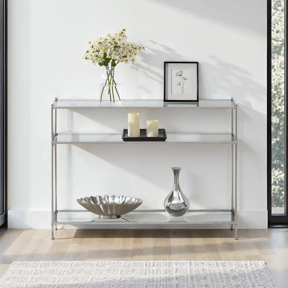 Royal Crest 3 Tier Glass Console Table