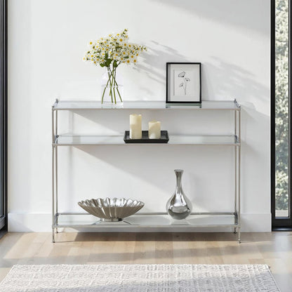 Royal Crest 3 Tier Glass Console Table