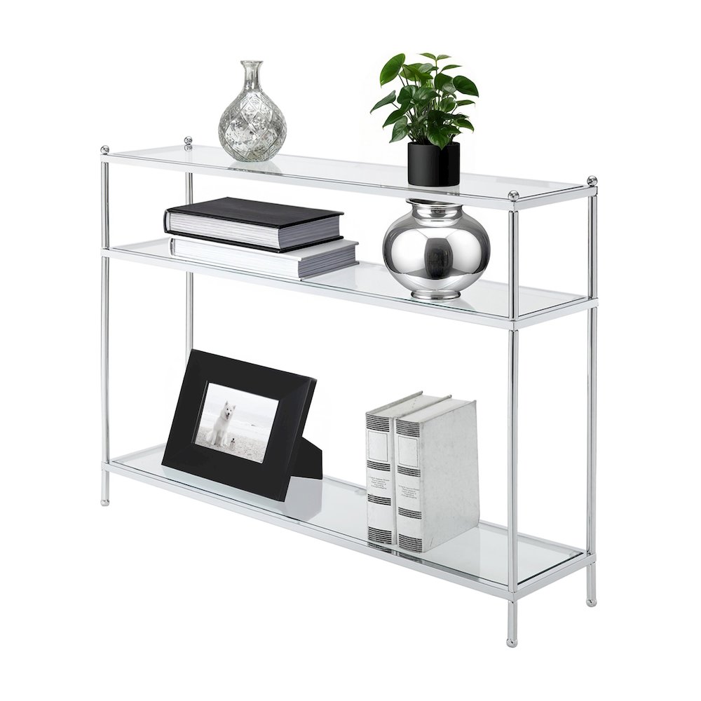 Royal Crest 3 Tier Glass Console Table