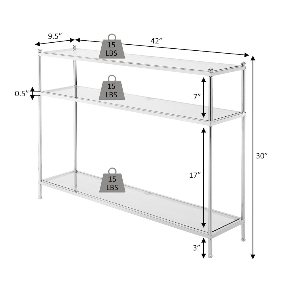 Royal Crest 3 Tier Glass Console Table