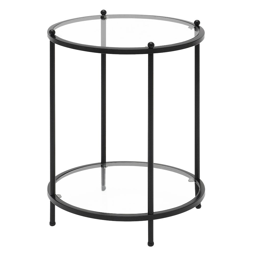 Royal Crest 2 Tier Round Glass End Table with Shelf