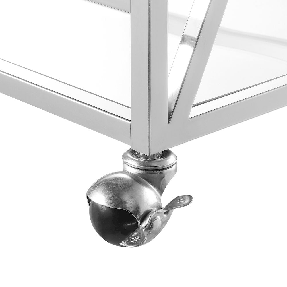 Oxford Chrome Glass Bar Cart with Shelf