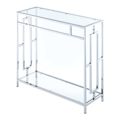Town Square Chrome Glass Entryway Hall Table with Shelf