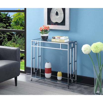 Town Square Chrome Glass Entryway Hall Table with Shelf