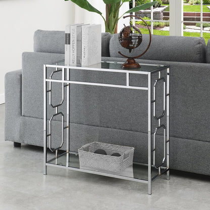Omega Chrome Glass Hall Table with Shelf