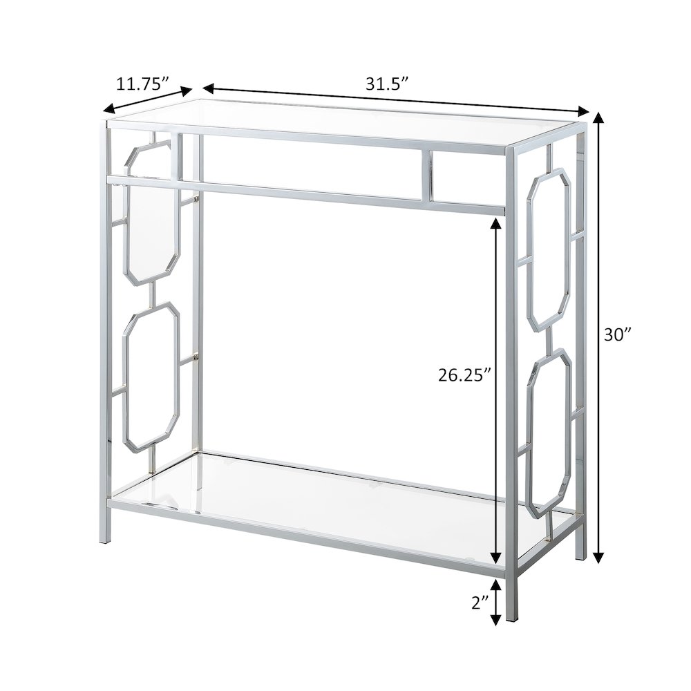 Omega Chrome Glass Hall Table with Shelf