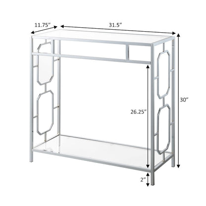 Omega Chrome Glass Hall Table with Shelf