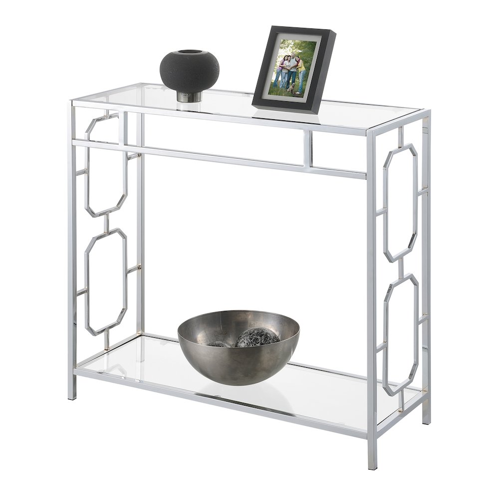 Omega Chrome Glass Hall Table with Shelf