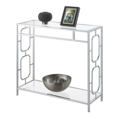 Omega Chrome Glass Hall Table with Shelf