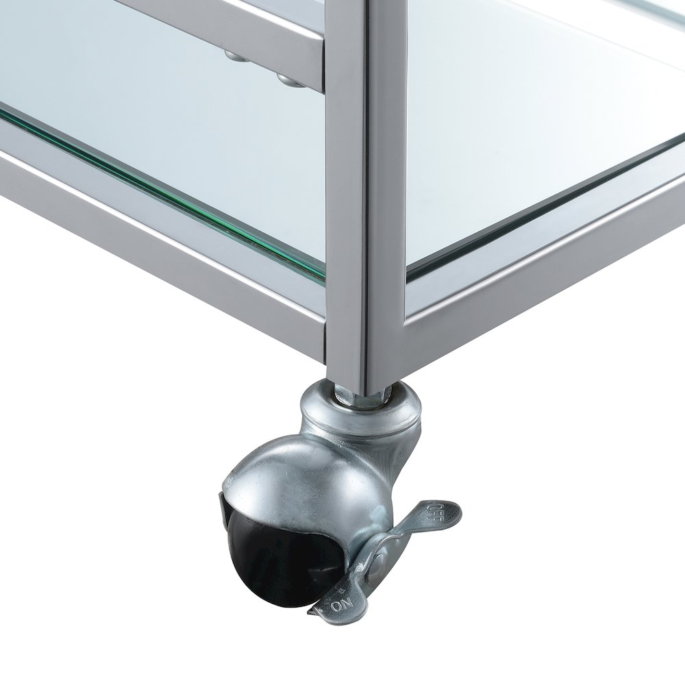Town Square Chrome Faux Marble Mirrored Bar Cart with Shelf