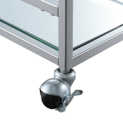 Town Square Chrome Faux Marble Mirrored Bar Cart with Shelf