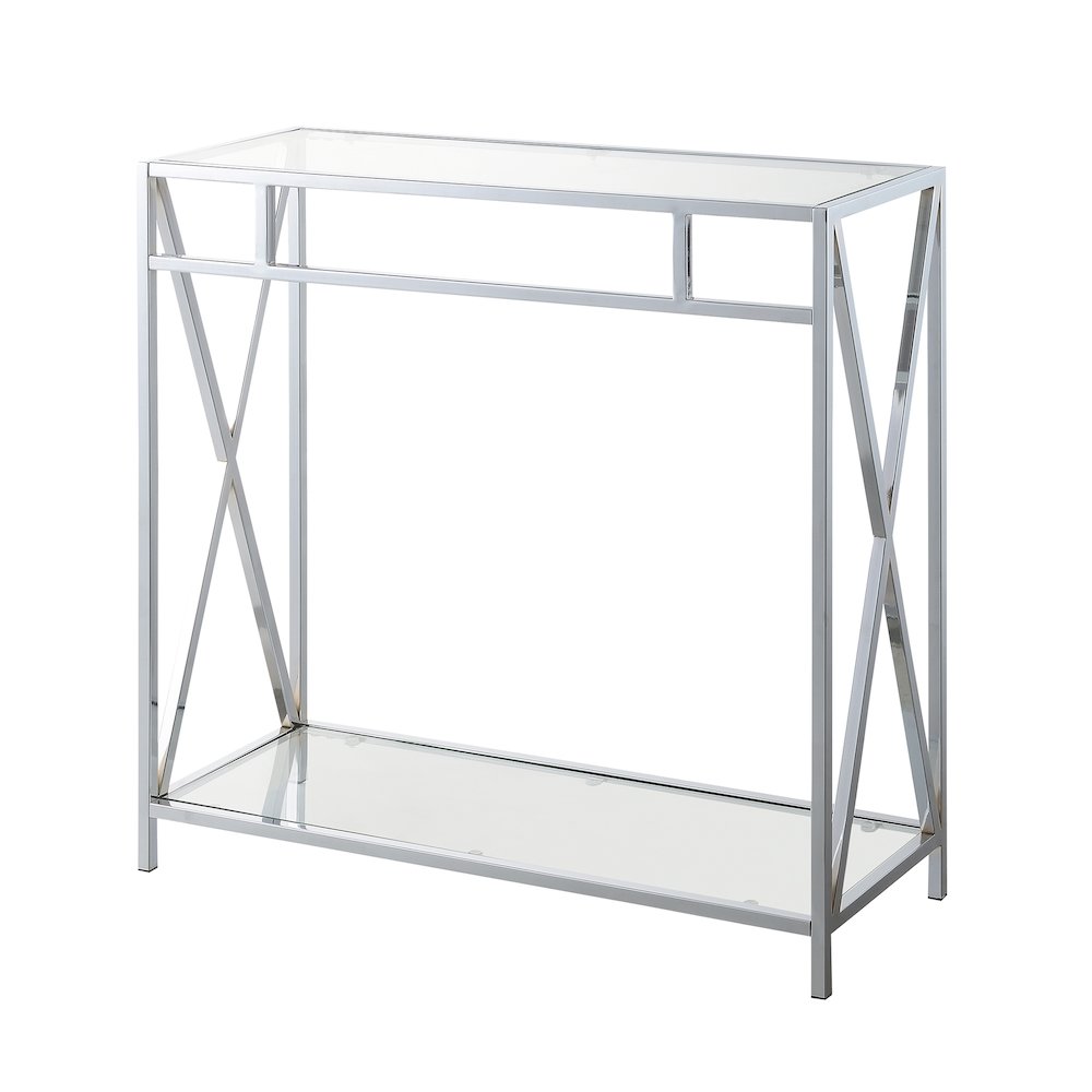 Oxford Chrome Glass Hall Table with Shelf