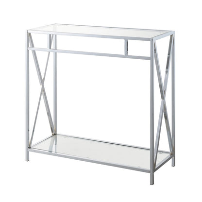 Oxford Chrome Glass Hall Table with Shelf