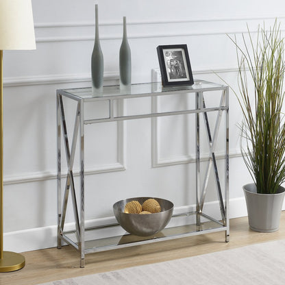 Oxford Chrome Glass Hall Table with Shelf
