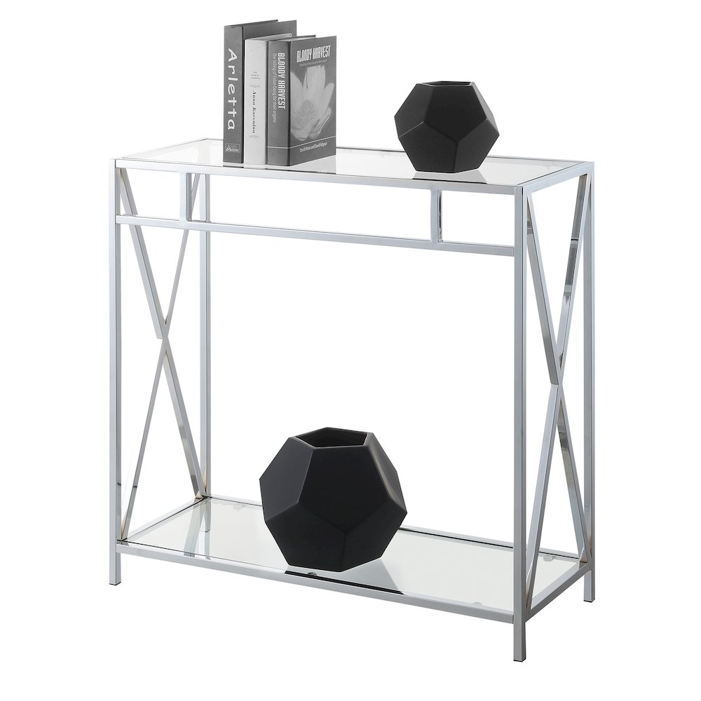 Oxford Chrome Glass Hall Table with Shelf
