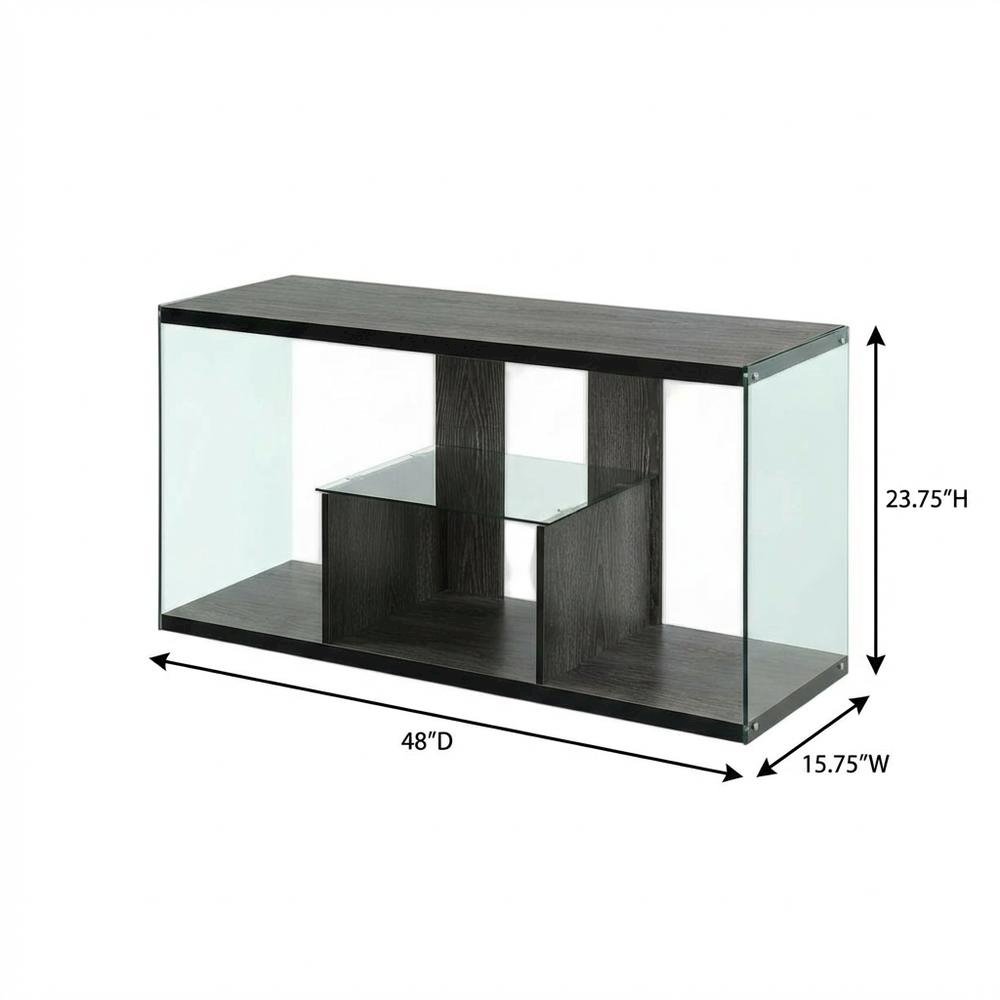 Weathered Gray TV Stand with Tempered Glass and PVC Edge Banding