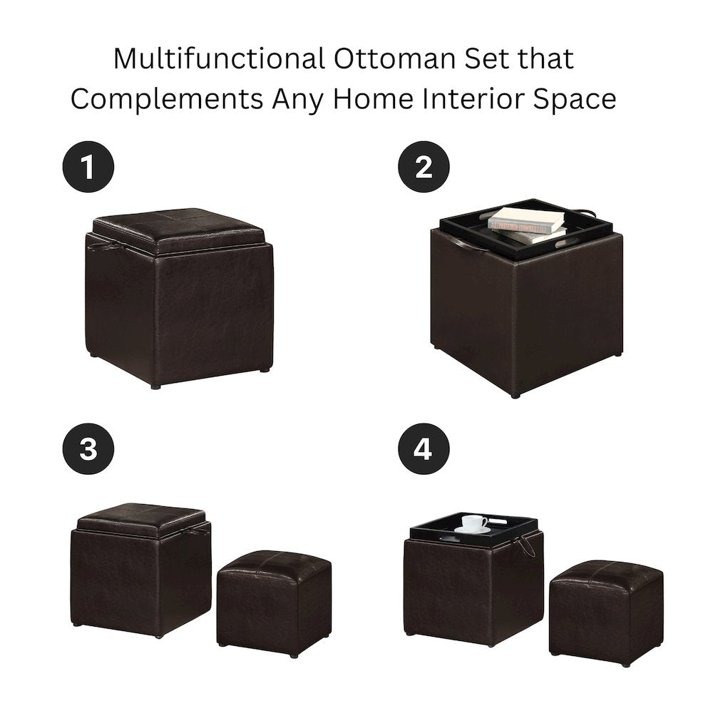 Park Avenue Single Ottoman with Stool and Reversible Tray